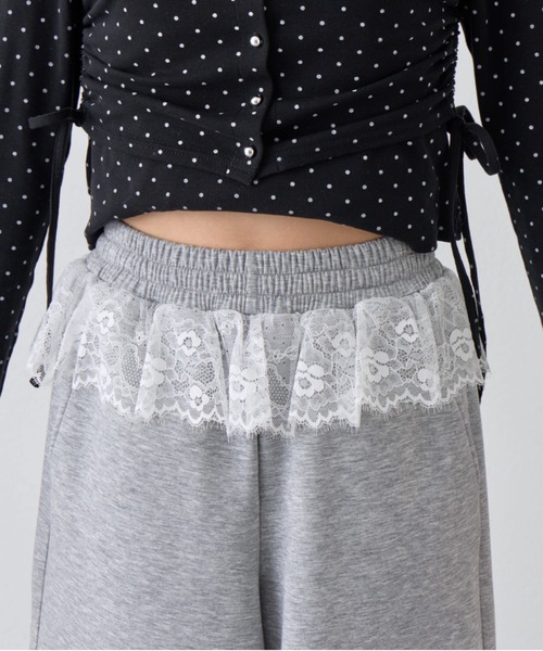 OLIVE des OLIVE（オリーブデオリーブ）の「【セットアップ対応】ウエストフリルバレルレッグパンツ（スウェットパンツ・レディース・トップグレー/ネイビー/ピンク・FREE）」の11枚目の写真