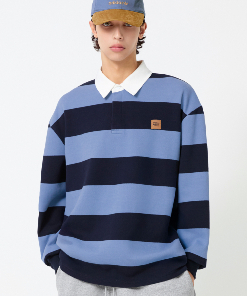 TRILLION(トリリオン)の「ストライプ92スターロゴグラフィックラグビーポロシャツ_スカイ(ポロシャツ・メンズ・その他・M/L/XL)」の2枚目の写真