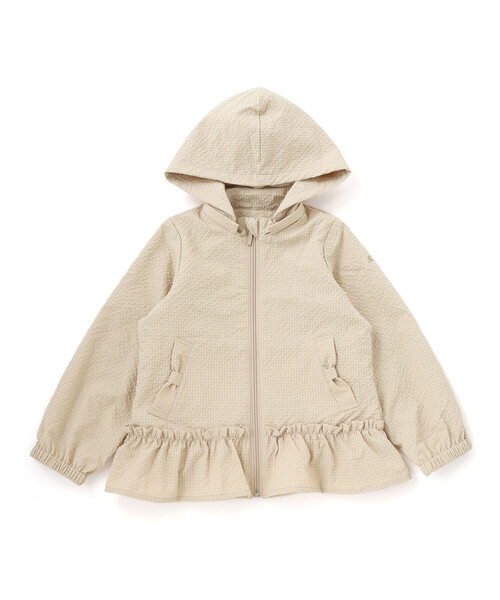 BeBe（ベベ）の「【撥水加工】サッカーチェックフード付きペプラムブルゾン(90~150cm)（ブルゾン・キッズ・ベージュ/パープル・110cm/120cm/90cm/130cm/100cm/140cm）」の10枚目の写真