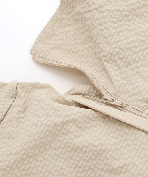 BeBe（ベベ）の「【撥水加工】サッカーチェックフード付きペプラムブルゾン(90~150cm)（ブルゾン・キッズ・ベージュ/パープル・110cm/120cm/90cm/130cm/100cm/140cm）」の13枚目の写真