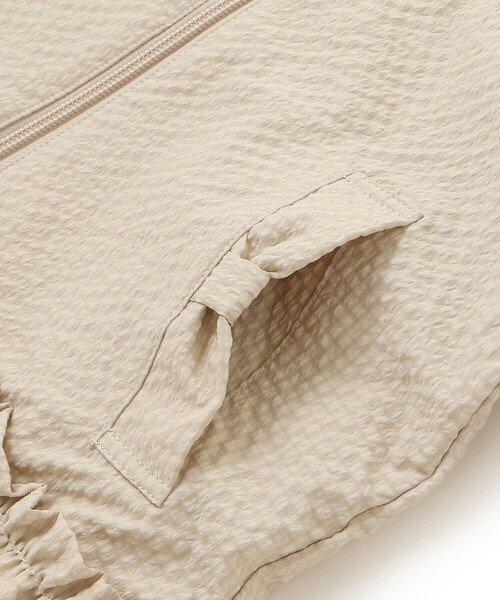 BeBe（ベベ）の「【撥水加工】サッカーチェックフード付きペプラムブルゾン(90~150cm)（ブルゾン・キッズ・ベージュ/パープル・110cm/120cm/90cm/130cm/100cm/140cm）」の17枚目の写真