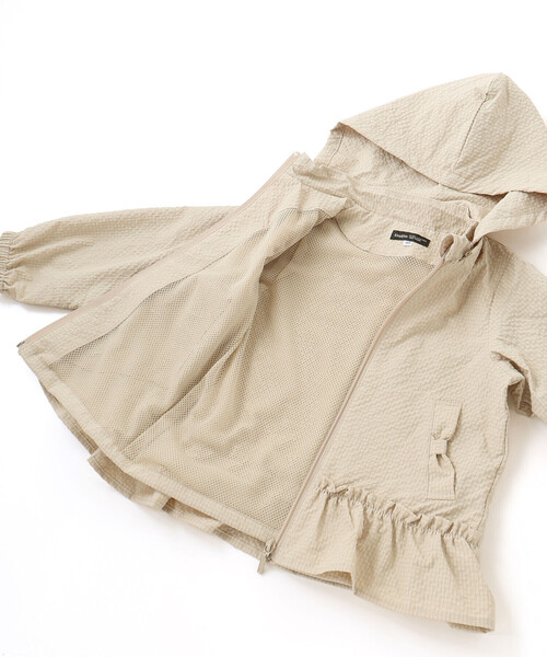 BeBe（ベベ）の「【撥水加工】サッカーチェックフード付きペプラムブルゾン(90~150cm)（ブルゾン・キッズ・ベージュ/パープル・110cm/120cm/90cm/130cm/100cm/140cm）」の20枚目の写真