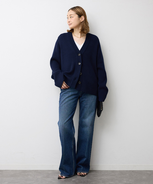 Deuxieme Classe（ドゥーズィエムクラス）の「LEWES アゼ カーディガン（カーディガン/ボレロ・レディース・ネイビー/ホワイト・FREE）」の4枚目の写真