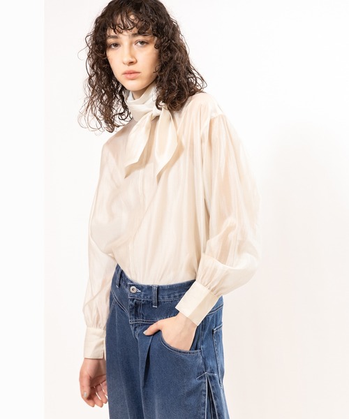 OSMOSIS（オズモーシス）の「3WAYシアーシャツブラウス（シャツ/ブラウス・レディース・ブラック/アイボリー/ネイビー・ONE SIZE）」の2枚目の写真