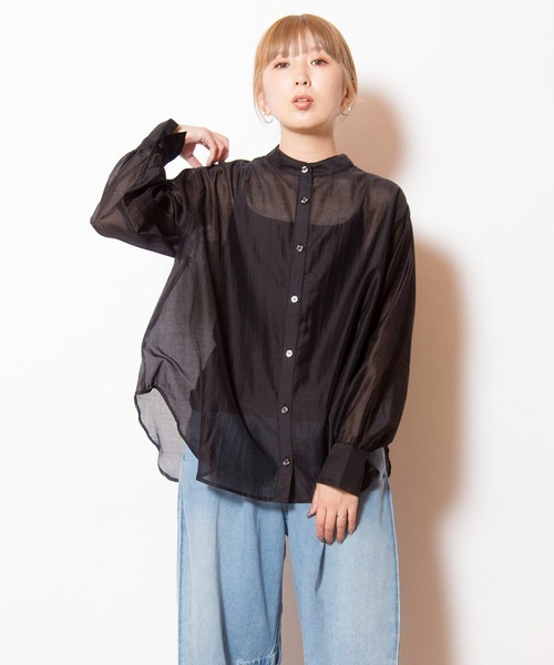 OSMOSIS（オズモーシス）の「3WAYシアーシャツブラウス（シャツ/ブラウス・レディース・ブラック/アイボリー/ネイビー・ONE SIZE）」の3枚目の写真