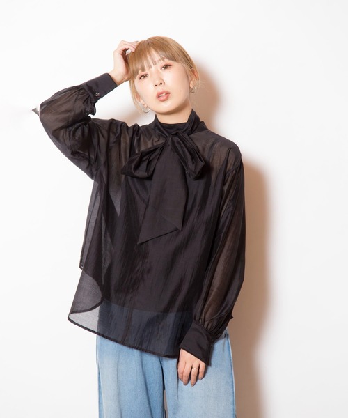 OSMOSIS（オズモーシス）の「3WAYシアーシャツブラウス（シャツ/ブラウス・レディース・ブラック/アイボリー/ネイビー・ONE SIZE）」の6枚目の写真