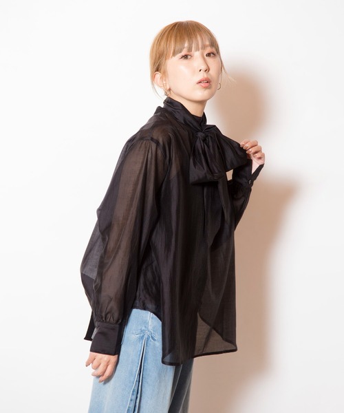 OSMOSIS（オズモーシス）の「3WAYシアーシャツブラウス（シャツ/ブラウス・レディース・ブラック/アイボリー/ネイビー・ONE SIZE）」の7枚目の写真