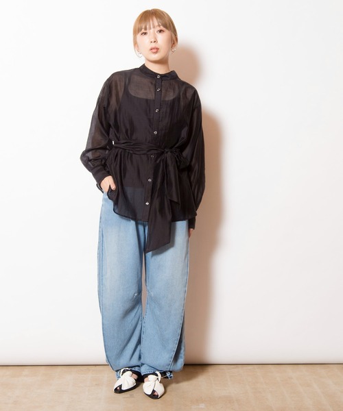 OSMOSIS（オズモーシス）の「3WAYシアーシャツブラウス（シャツ/ブラウス・レディース・ブラック/アイボリー/ネイビー・ONE SIZE）」の13枚目の写真