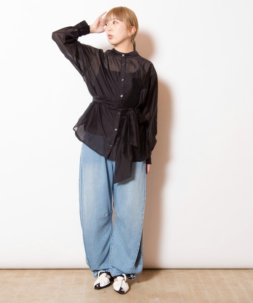 OSMOSIS（オズモーシス）の「3WAYシアーシャツブラウス（シャツ/ブラウス・レディース・ブラック/アイボリー/ネイビー・ONE SIZE）」の14枚目の写真