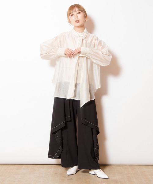 OSMOSIS（オズモーシス）の「3WAYシアーシャツブラウス（シャツ/ブラウス・レディース・ブラック/アイボリー/ネイビー・ONE SIZE）」の15枚目の写真