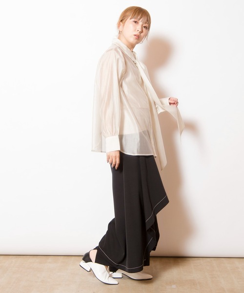 OSMOSIS（オズモーシス）の「3WAYシアーシャツブラウス（シャツ/ブラウス・レディース・ブラック/アイボリー/ネイビー・ONE SIZE）」の16枚目の写真