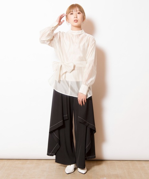 OSMOSIS（オズモーシス）の「3WAYシアーシャツブラウス（シャツ/ブラウス・レディース・ブラック/アイボリー/ネイビー・ONE SIZE）」の18枚目の写真