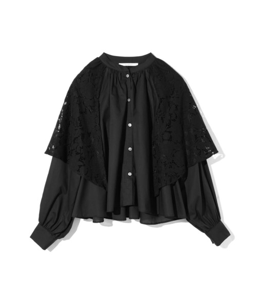 MIDIUMISOLID（ミディウミソリッド）の「MIDIUMISOLID for Ladies レースフレアブラウス（シャツ/ブラウス・レディース・オフホワイト/ライトブルー/ブラック・FREE）」の3枚目の写真