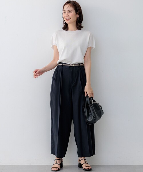 組曲 L(クミキョク オオキイサイズ)の「バウンディングシャーティングカーヴィー パンツ(その他パンツ・レディース・ベージュ系/ネイビー系・6/7/5)」の7枚目の写真