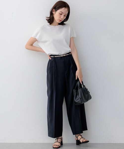 組曲 L(クミキョク オオキイサイズ)の「バウンディングシャーティングカーヴィー パンツ(その他パンツ・レディース・ベージュ系/ネイビー系・6/7/5)」の9枚目の写真