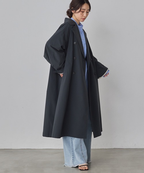 hunch(ハンチ)の「ストレッチポリエステル トレンチコート(トレンチコート・レディース・セージグリーン/ベージュ/チャコール・FREE)」の10枚目の写真