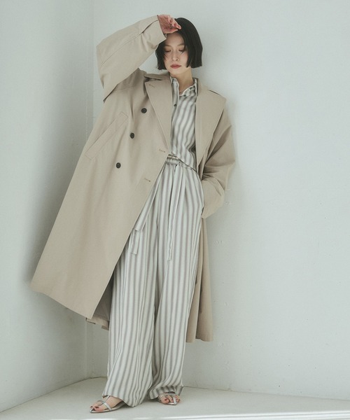 hunch(ハンチ)の「ストレッチポリエステル トレンチコート(トレンチコート・レディース・セージグリーン/ベージュ/チャコール・FREE)」の15枚目の写真