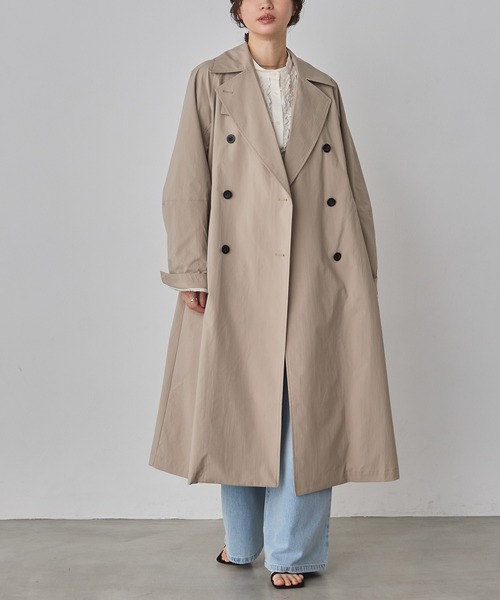 hunch(ハンチ)の「ストレッチポリエステル トレンチコート(トレンチコート・レディース・セージグリーン/ベージュ/チャコール・FREE)」の5枚目の写真