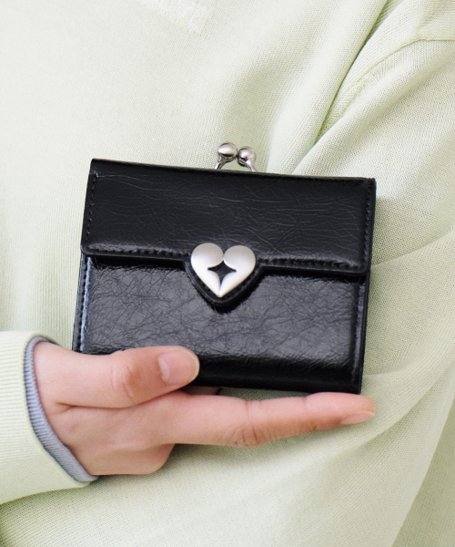 CRINKLE HEARTY FRAME WALLET - BLACK（財布）｜FENNEC（フェネック