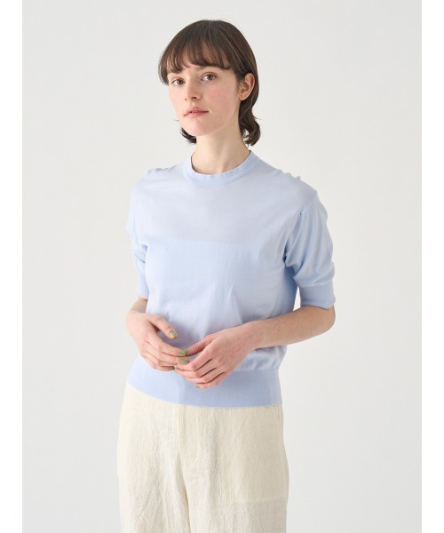 JOHN SMEDLEY(ジョンスメドレー)の「ターンバック5分袖コットンニットプルオーバー(ニット/セーター・レディース・ブルー系1・S/M)」の6枚目の写真