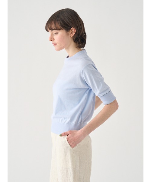 JOHN SMEDLEY(ジョンスメドレー)の「ターンバック5分袖コットンニットプルオーバー(ニット/セーター・レディース・ブルー系1・S/M)」の7枚目の写真