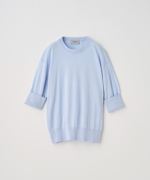 JOHN SMEDLEY(ジョンスメドレー)の「ターンバック5分袖コットンニットプルオーバー(ニット/セーター・レディース・ブルー系1・S/M)」の3枚目の写真