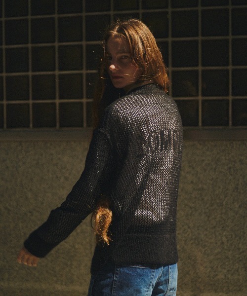 forget-me-nots（フォーゲットミーノッツ）の「MESH LOOSE CREW NECK KNIT FMN-23AW-KN-002（ニット/セーター・レディース・ブラック・FREE）」の3枚目の写真