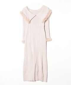 ベルシャルム Twinkle Fur Sleeves Onepiece ブラック 今すぐお届け