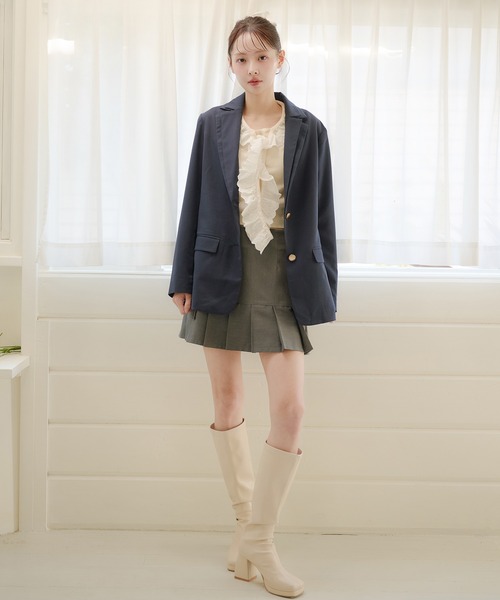 fupel(フぺル)の「double collar tailored jacket / ダブルカラーテーラードジャケット(テーラードジャケット・レディース・グレー/ネイビー・FREE)」の5枚目の写真