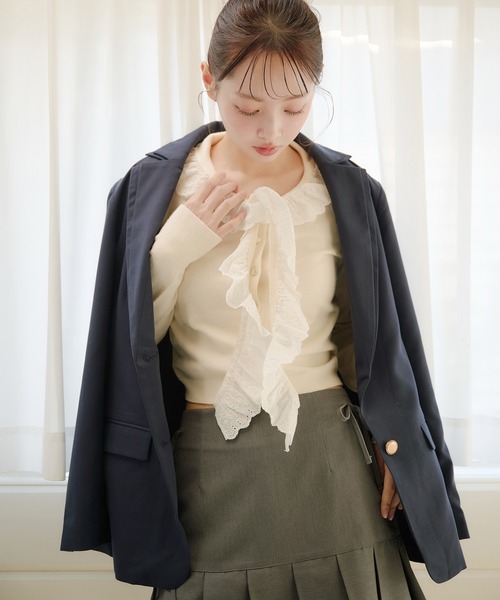 fupel(フぺル)の「double collar tailored jacket / ダブルカラーテーラードジャケット(テーラードジャケット・レディース・グレー/ネイビー・FREE)」の18枚目の写真