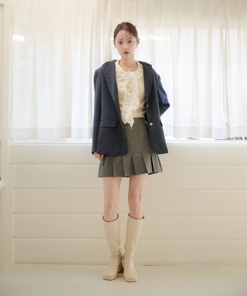 fupel(フぺル)の「double collar tailored jacket / ダブルカラーテーラードジャケット(テーラードジャケット・レディース・グレー/ネイビー・FREE)」の6枚目の写真