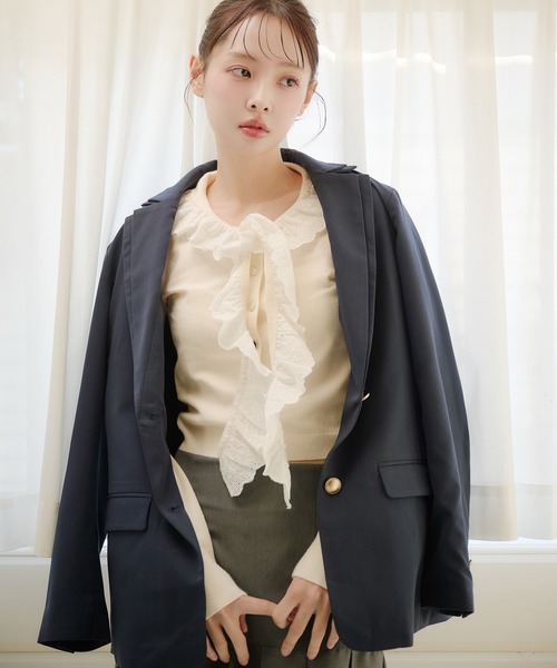 fupel(フぺル)の「double collar tailored jacket / ダブルカラーテーラードジャケット(テーラードジャケット・レディース・グレー/ネイビー・FREE)」の20枚目の写真