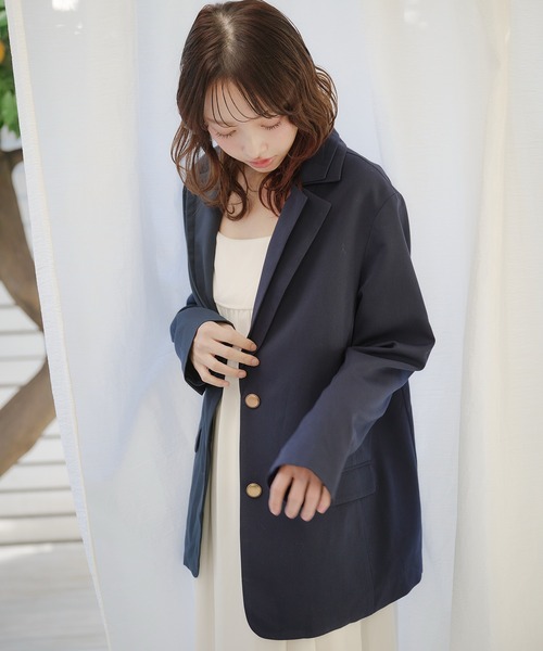 fupel(フぺル)の「double collar tailored jacket / ダブルカラーテーラードジャケット(テーラードジャケット・レディース・グレー/ネイビー・FREE)」の11枚目の写真