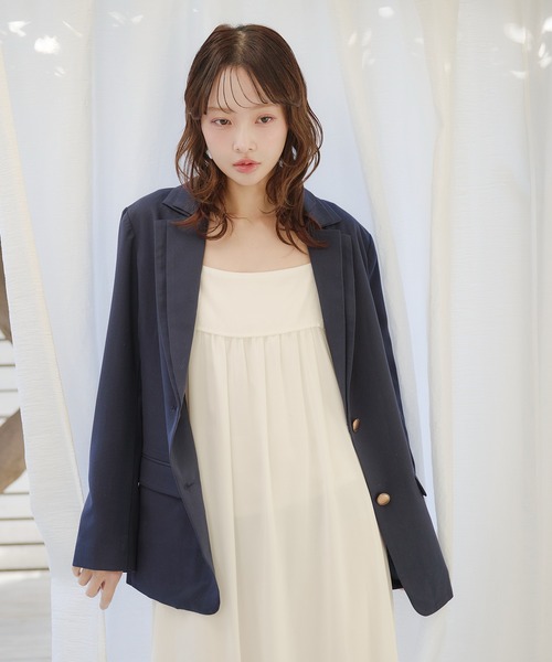 fupel(フぺル)の「double collar tailored jacket / ダブルカラーテーラードジャケット(テーラードジャケット・レディース・グレー/ネイビー・FREE)」の12枚目の写真