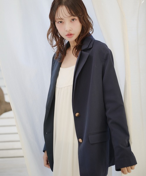 fupel(フぺル)の「double collar tailored jacket / ダブルカラーテーラードジャケット(テーラードジャケット・レディース・グレー/ネイビー・FREE)」の15枚目の写真