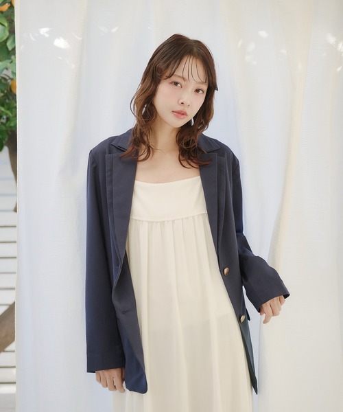 fupel(フぺル)の「double collar tailored jacket / ダブルカラーテーラードジャケット(テーラードジャケット・レディース・グレー/ネイビー・FREE)」の13枚目の写真