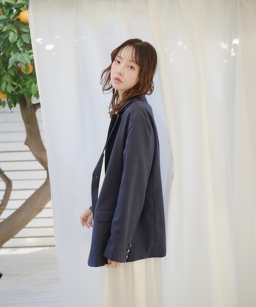 fupel(フぺル)の「double collar tailored jacket / ダブルカラーテーラードジャケット(テーラードジャケット・レディース・グレー/ネイビー・FREE)」の14枚目の写真