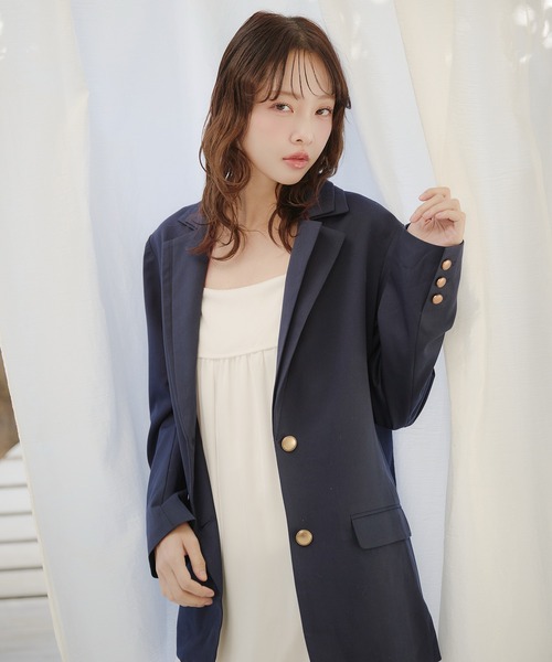 fupel(フぺル)の「double collar tailored jacket / ダブルカラーテーラードジャケット(テーラードジャケット・レディース・グレー/ネイビー・FREE)」の10枚目の写真