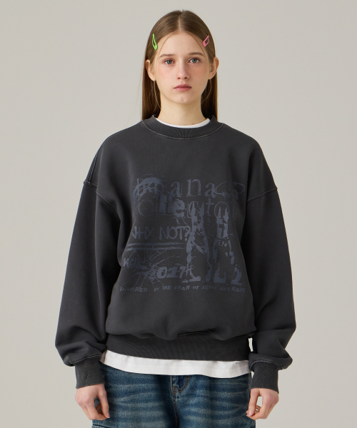 URBANAGE(アーバンエイジ)の「COLLECTOR ピグメントオーバーマンツーマンチャコール(スウェット・レディース・その他・MEDIUM/LARGE)」の2枚目の写真