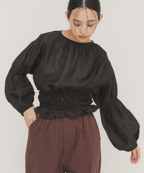 KBF（ケイビーエフ）の「ポップコーンシャーリングブラウス（シャツ/ブラウス・レディース・ブラック/アイボリー/ブルー・ONE）」の3枚目の写真