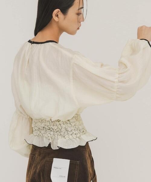 KBF（ケイビーエフ）の「ポップコーンシャーリングブラウス（シャツ/ブラウス・レディース・ブラック/アイボリー/ブルー・ONE）」の7枚目の写真