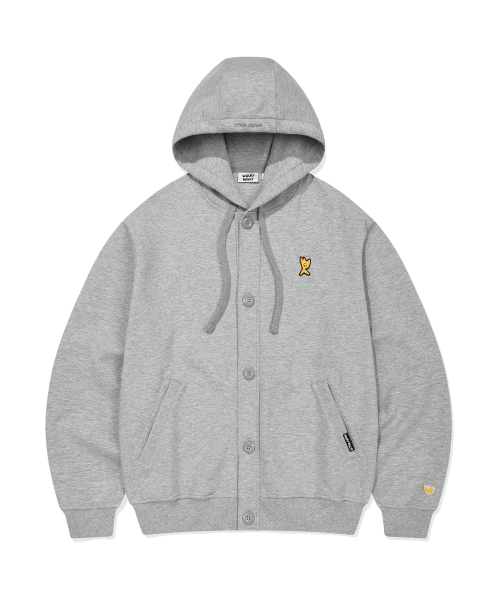Wacky WiLLy（ワッキーウィリー）の「[26SS] フードボタンカーディガン (2色)（パーカー・レディース・ブラック/グレー・SMALL/MEDIUM/LARGE/X-LARGE）」の3枚目の写真