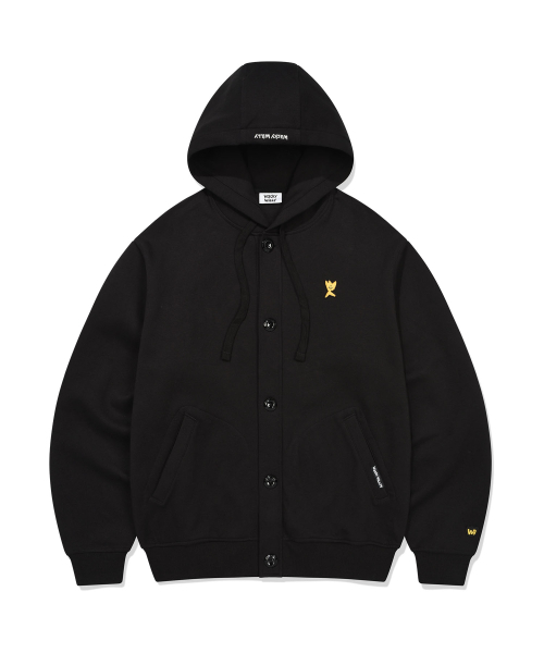 Wacky WiLLy（ワッキーウィリー）の「[26SS] フードボタンカーディガン (2色)（パーカー・レディース・ブラック/グレー・SMALL/MEDIUM/LARGE/X-LARGE）」の5枚目の写真