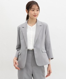 リネンライクドライシリーズ》フリルW長袖ジャケット 639012