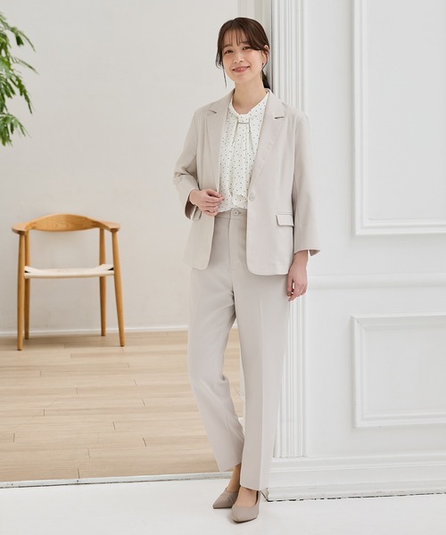 Honeys（ハニーズ）の「【ストレッチ・ウォッシャブル・イージーケア・接触冷感】８分袖１つ釦テーラードジャケット（テーラードジャケット・レディース・ライトグレー系/ネイビー/ベージュ/ブラック/杢グレー・3L/L/LL/M/S）」の8枚目の写真