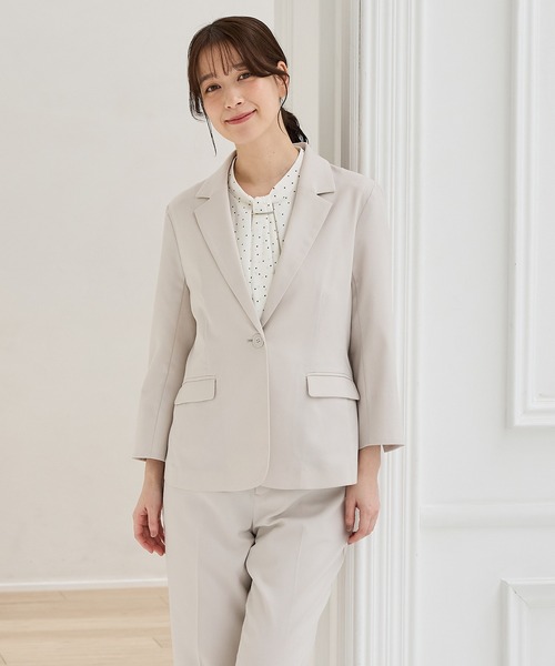 Honeys（ハニーズ）の「【ストレッチ・ウォッシャブル・イージーケア・接触冷感】８分袖１つ釦テーラードジャケット（テーラードジャケット・レディース・ライトグレー系/ネイビー/ベージュ/ブラック/杢グレー・3L/L/LL/M/S）」の10枚目の写真
