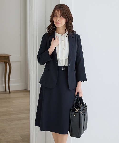 Honeys（ハニーズ）の「【ストレッチ・ウォッシャブル・イージーケア・接触冷感】８分袖１つ釦テーラードジャケット（テーラードジャケット・レディース・ライトグレー系/ネイビー/ベージュ/ブラック/杢グレー・3L/L/LL/M/S）」の16枚目の写真