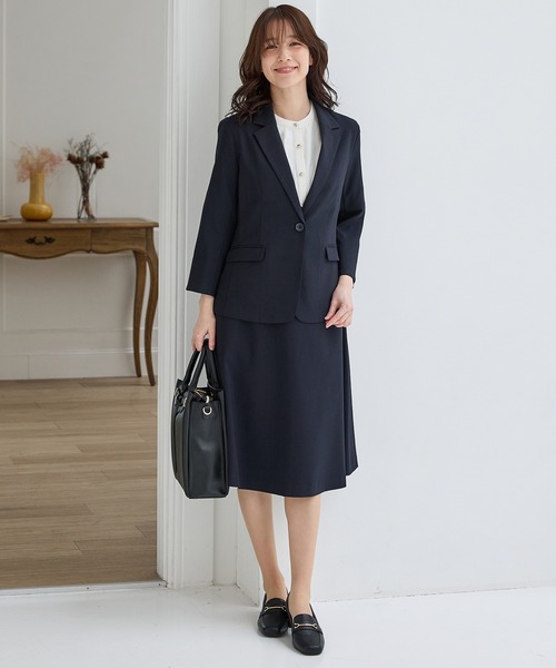 Honeys（ハニーズ）の「【ストレッチ・ウォッシャブル・イージーケア・接触冷感】８分袖１つ釦テーラードジャケット（テーラードジャケット・レディース・ライトグレー系/ネイビー/ベージュ/ブラック/杢グレー・3L/L/LL/M/S）」の18枚目の写真