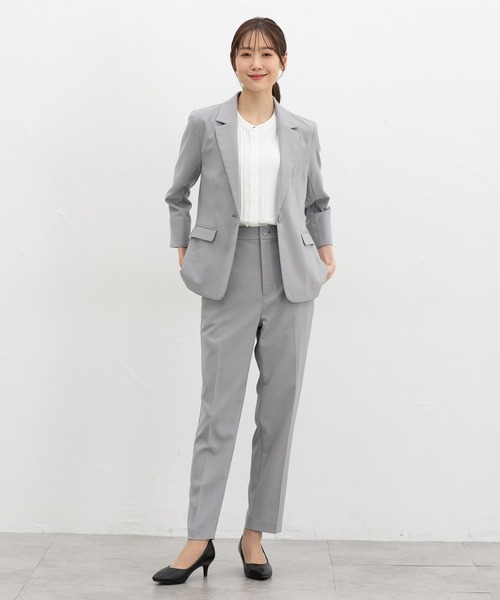 Honeys（ハニーズ）の「【ストレッチ・ウォッシャブル・イージーケア・接触冷感】８分袖１つ釦テーラードジャケット（テーラードジャケット・レディース・ライトグレー系/ネイビー/ベージュ/ブラック/杢グレー・3L/L/LL/M/S）」の22枚目の写真