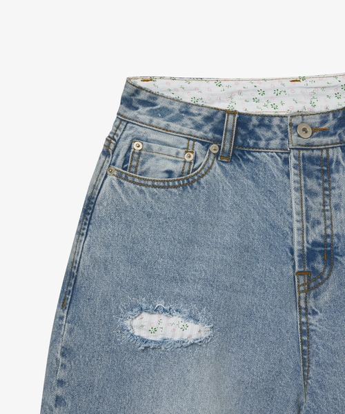 aeae(エーイーエーイー)の「FLOWER PATCHWORK DENIM PANTS(デニムパンツ・レディース・ブルー/ライトブルー・SMALL/MEDIUM)」の8枚目の写真